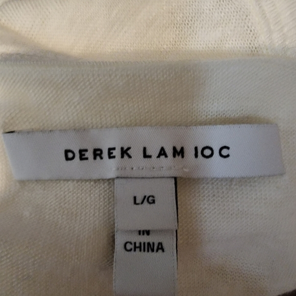 Dereck Lam 10C White Linen Muscle Tank Pom Pom Fringe Hem Lightweight Flowy Sz L - Picture 3 of 4